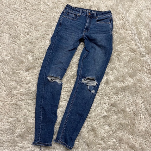 ❌SOLD❌American Eagle mom blue jeans 00 stretch - Picture 7 of 7